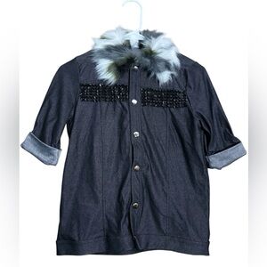 Weissman Dark Gray Costume Jacket with Faux Fur